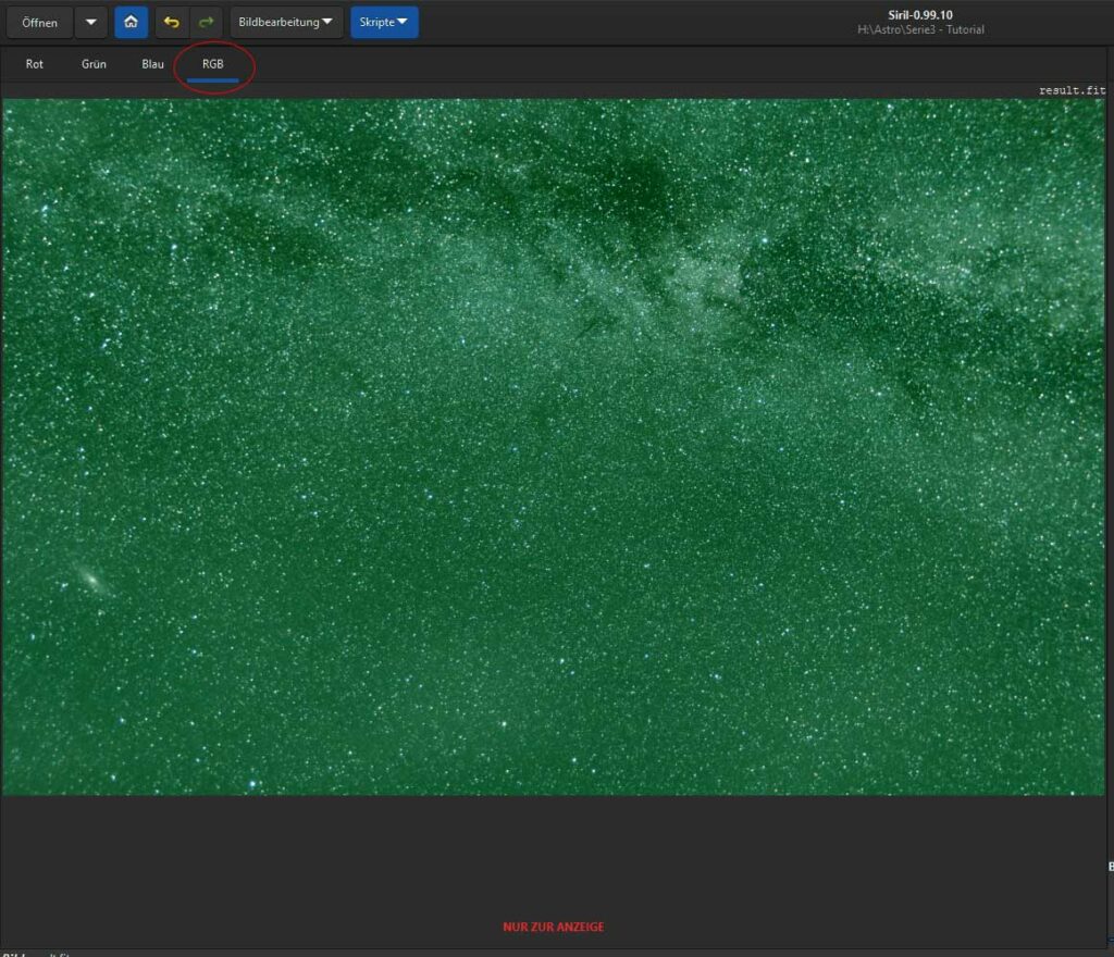 Siril - wechsel zum RGB Modus